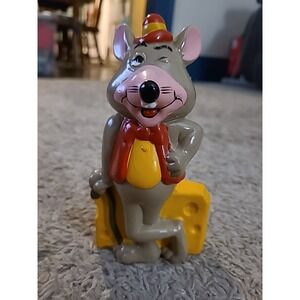 Vintage Chuck E Cheese 6" Pizza Mouse Coin Piggy Bank with Stopper 1980's